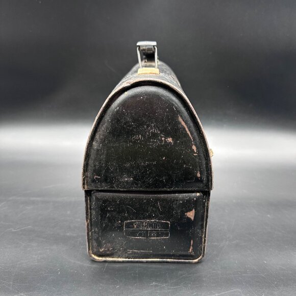 Vintage Thermos V Lunchbox Black Metal USA 1950s Retro Doomed Toolbox Industrial - Picture 3 of 16